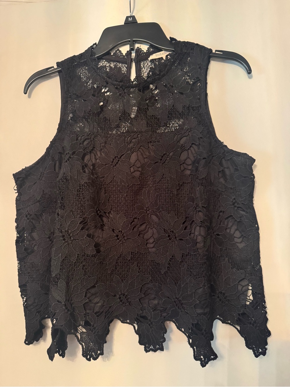 Rebellion Black Floral Lace Sleeveless Top